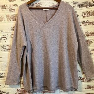 Cozy V-Neck Sweater in Heather Gray Violet